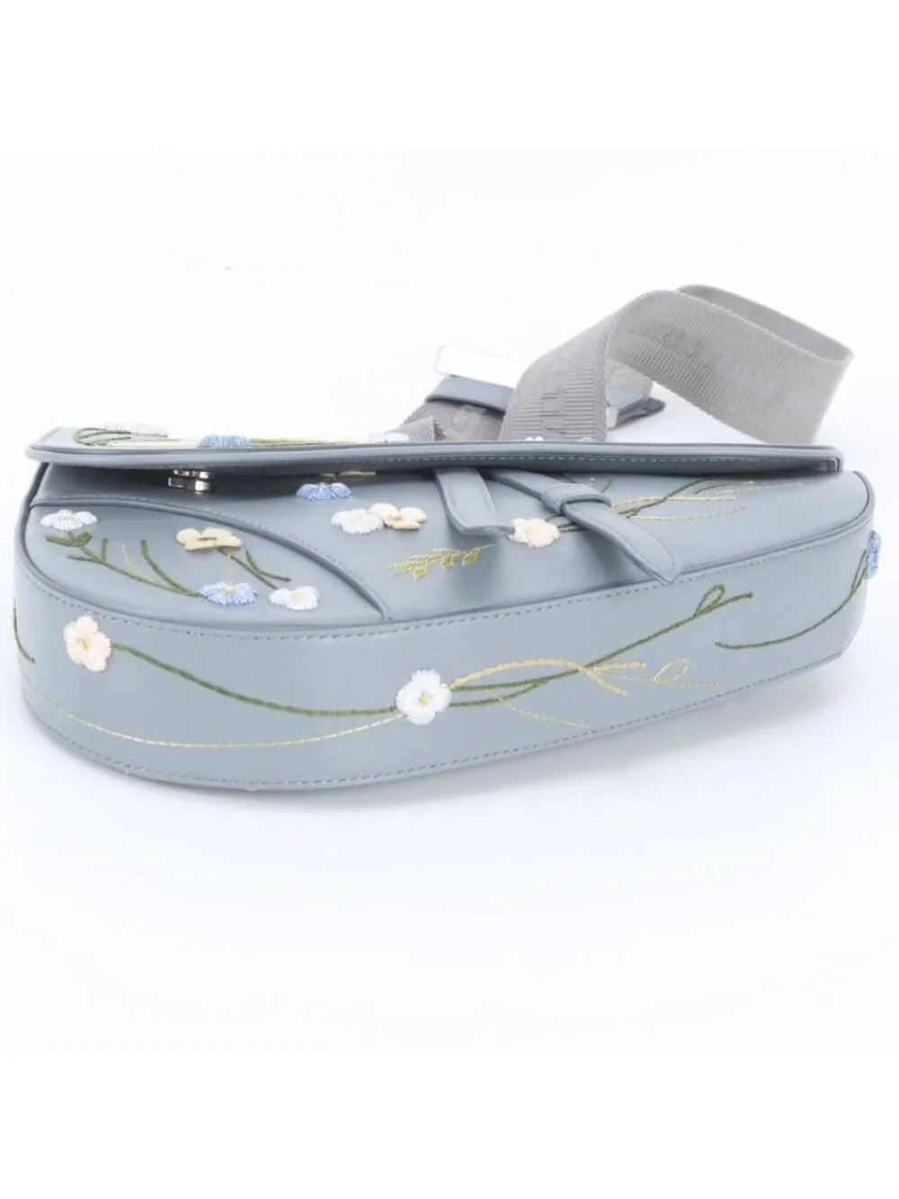 Dior Saddle Flower Embroidery Leather Shoulder Bag